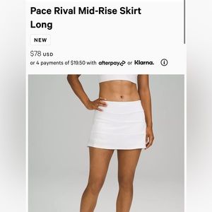Lululemon pace rival mid-rise skirt LONG